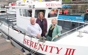 Andrew Douglas owner Serenity Farne Island Boat Tours in Seahouses Northumberland Sarah Green Chief Executive NGI and Fiona Pollard Chair of Visit