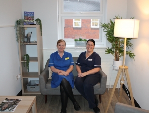 Cathy Brammer and Naomi Hewett in the new Breathing Space room